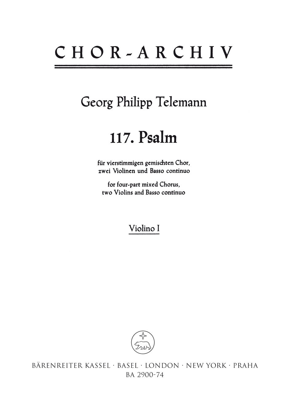 Telemann,  117. Psalm Violin I (Barenreiter)