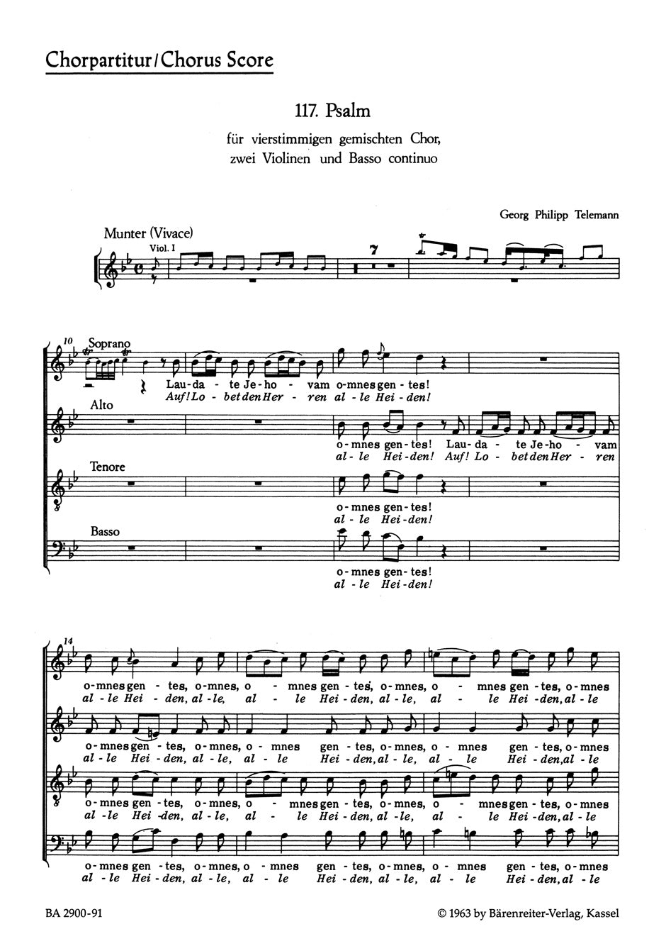Telemann,  117. Psalm Chorus Score (Barenreiter)