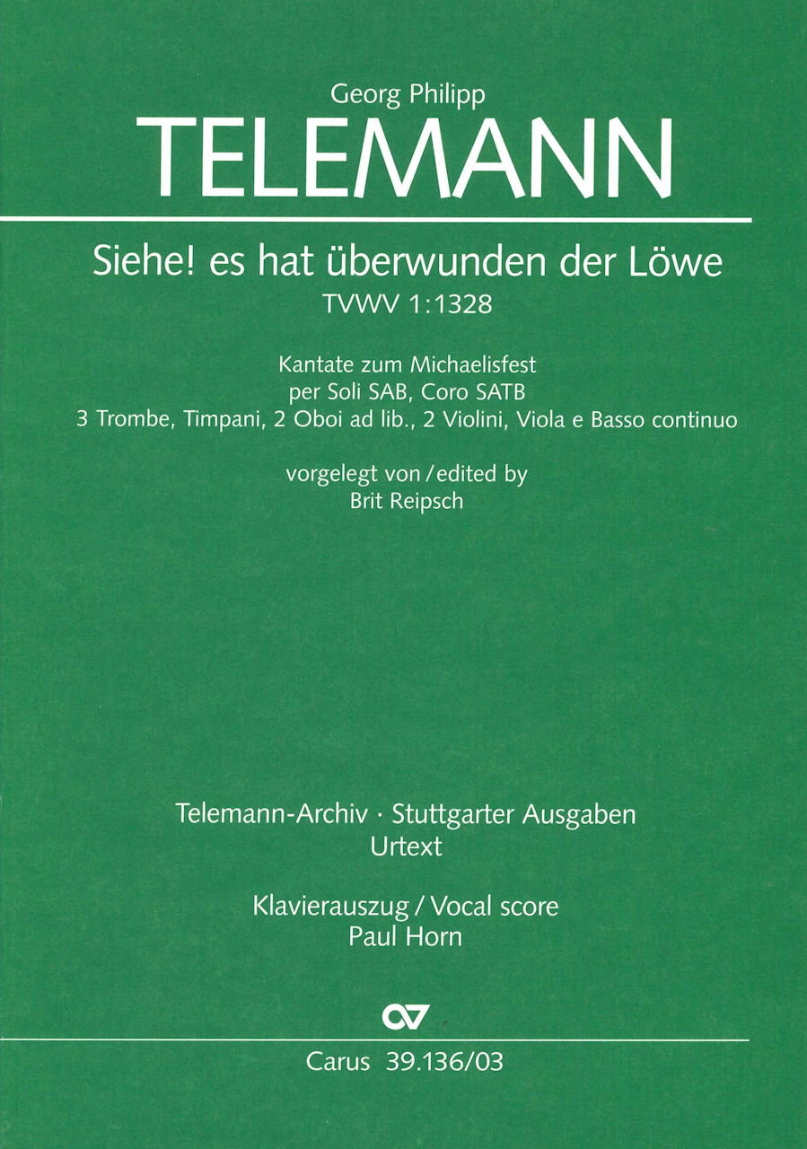 Telemann, Siehe! es hat uberwunden der L (Carus)