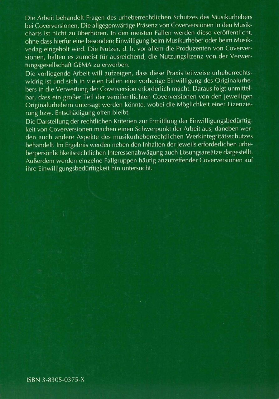 Riekert, Schutz des Musikurhebers (Berliner Wissenschaft)