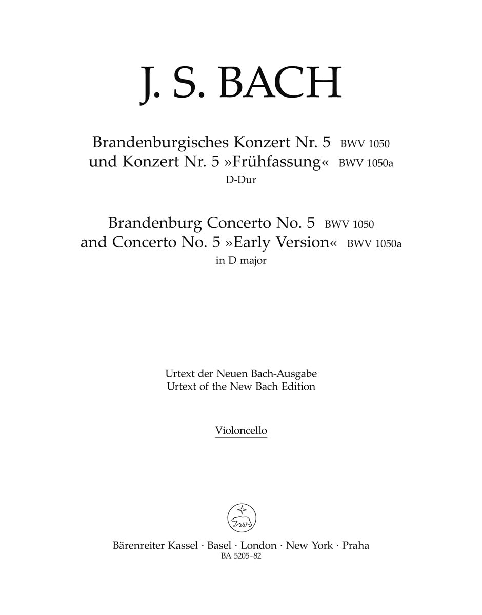 Bach, Brandenburg 5: Violoncello (Barenreiter)