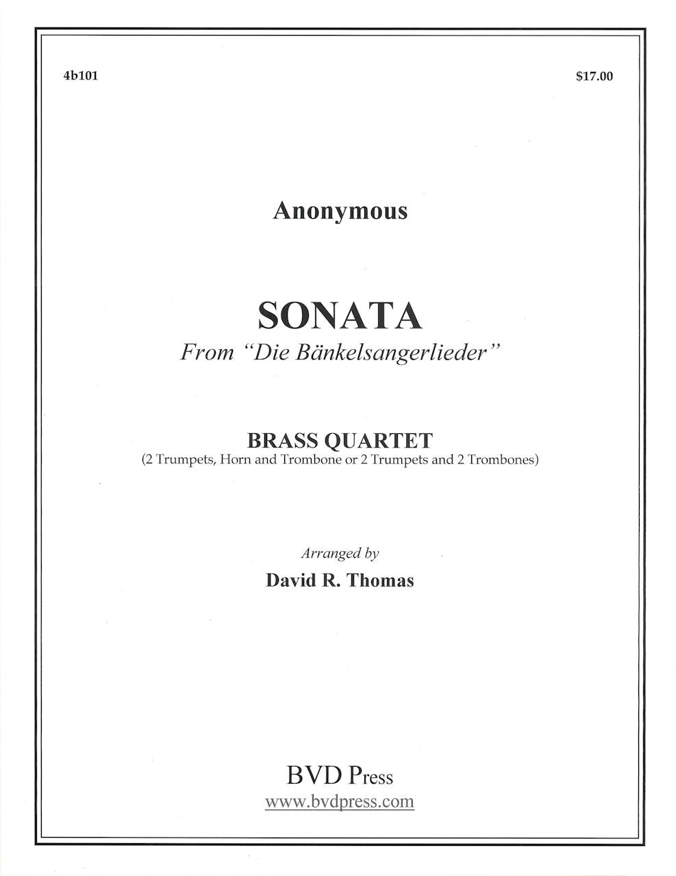 Sonate extr. de 'Die Bankelsangerlieder' (Billaudot)