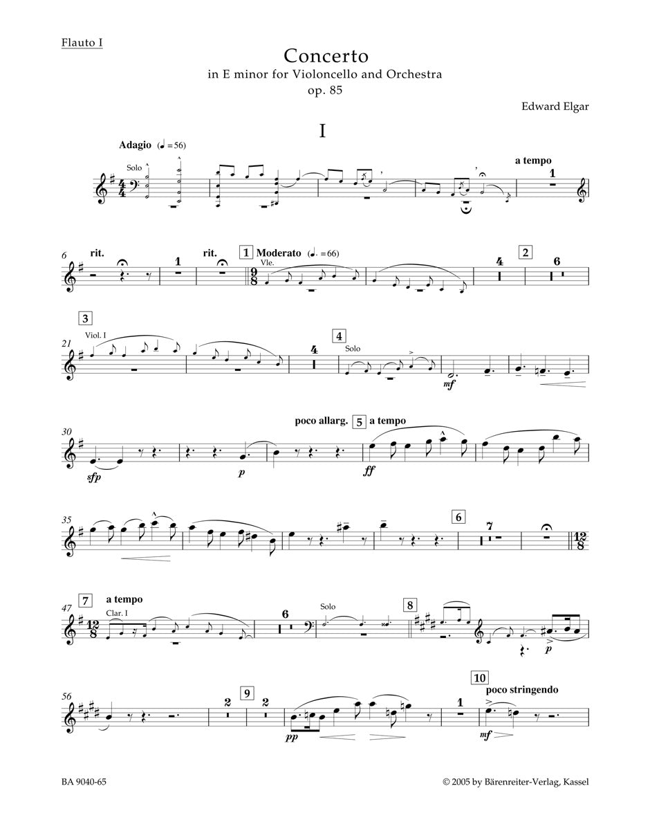 Elgar, Concerto for Cello Wind Set (Barenreiter)
