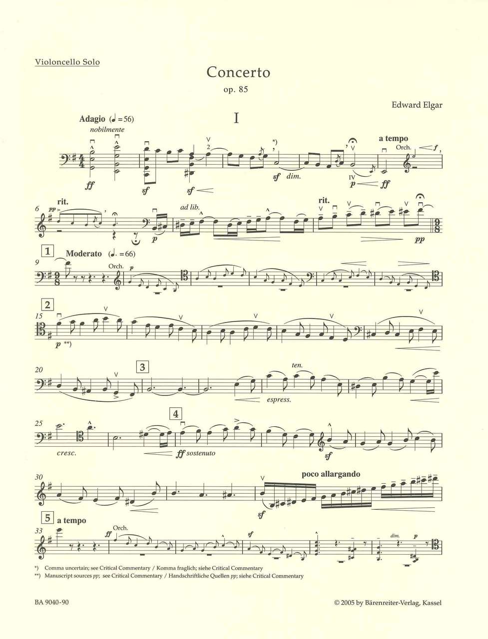 Elgar, Concerto op. 85 (Del Mar) (Barenreiter)