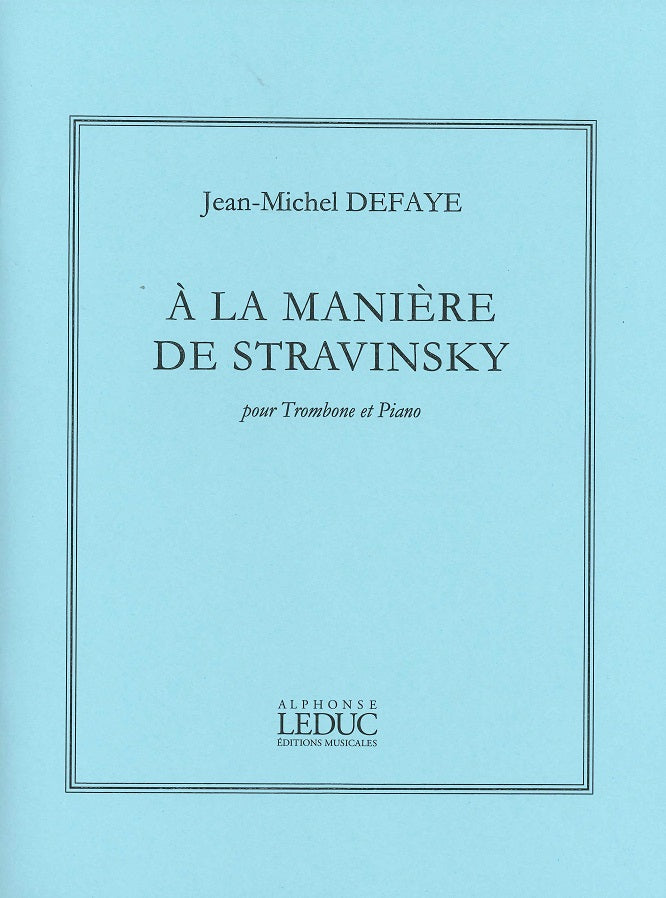 Defaye, A la maniere de Stravinsky (Leduc)