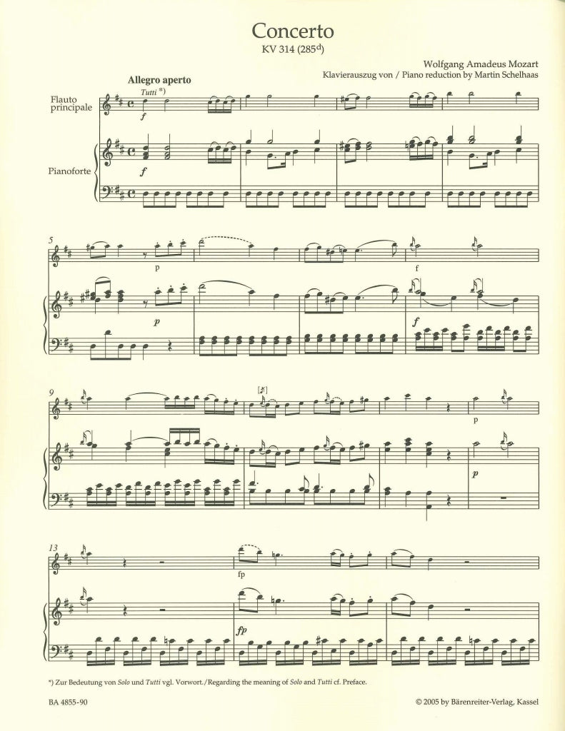 Mozart, Concerto KV 314(285d) in D (Barenreiter)