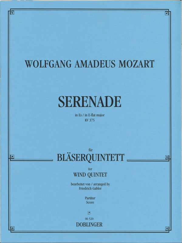 Mozart, Serenade KV 375 (Quintet) Score (Doblinger)