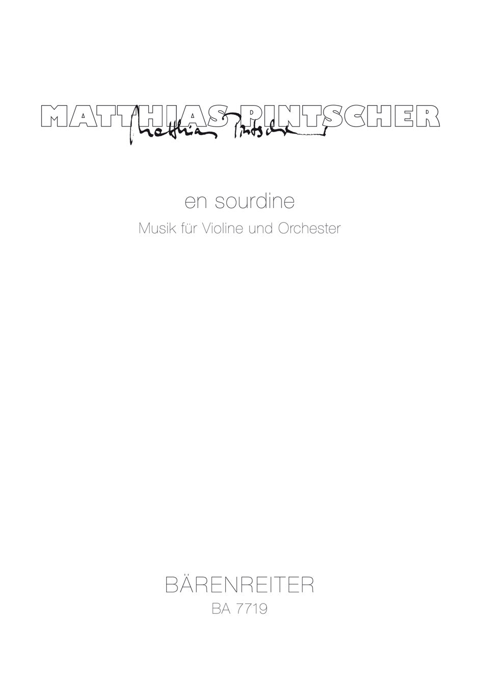 Pintscher, En sourdine (Barenreiter)
