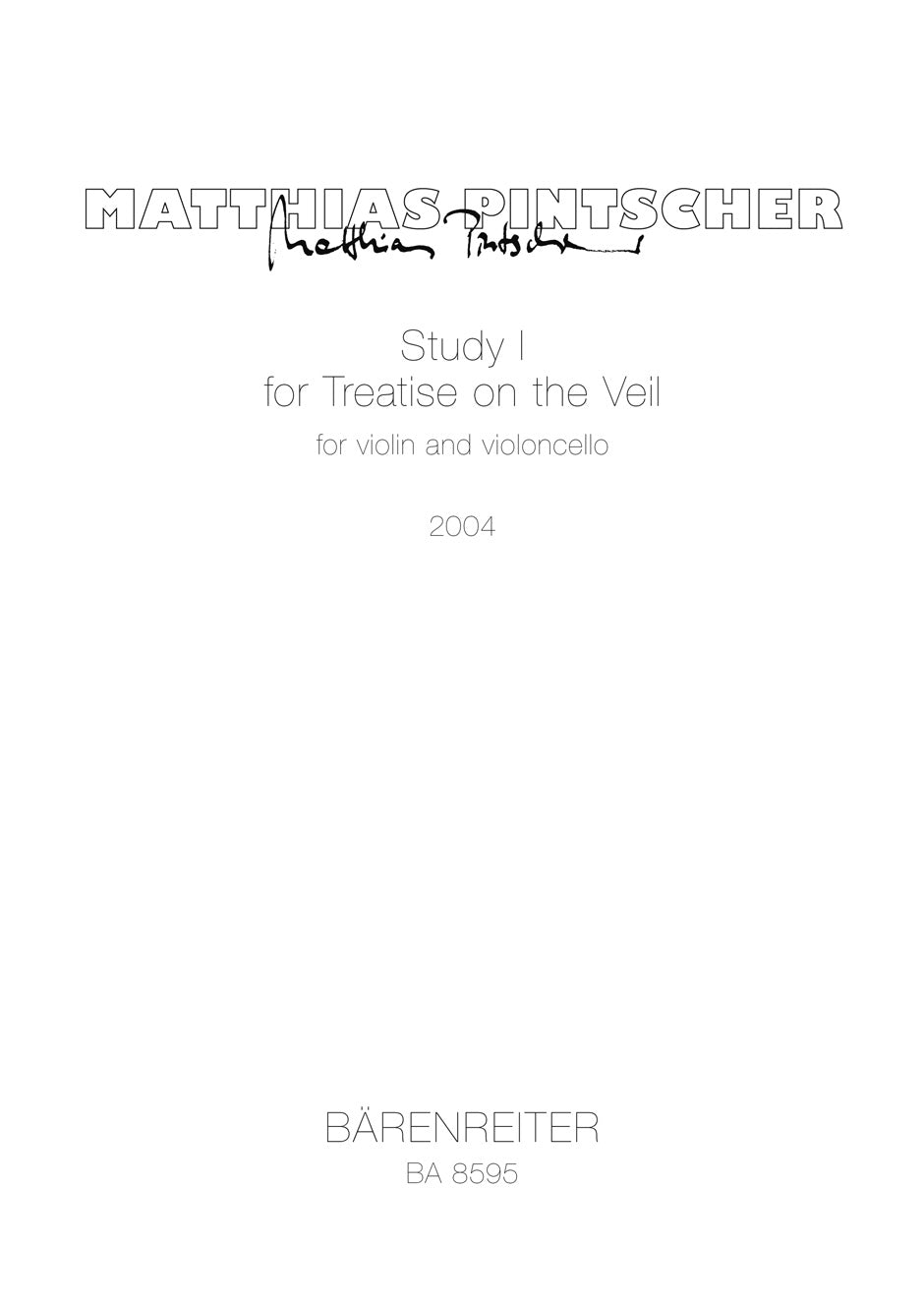 Pintscher, Study 1 (2004) (Vn,Vc) (Barenreiter)