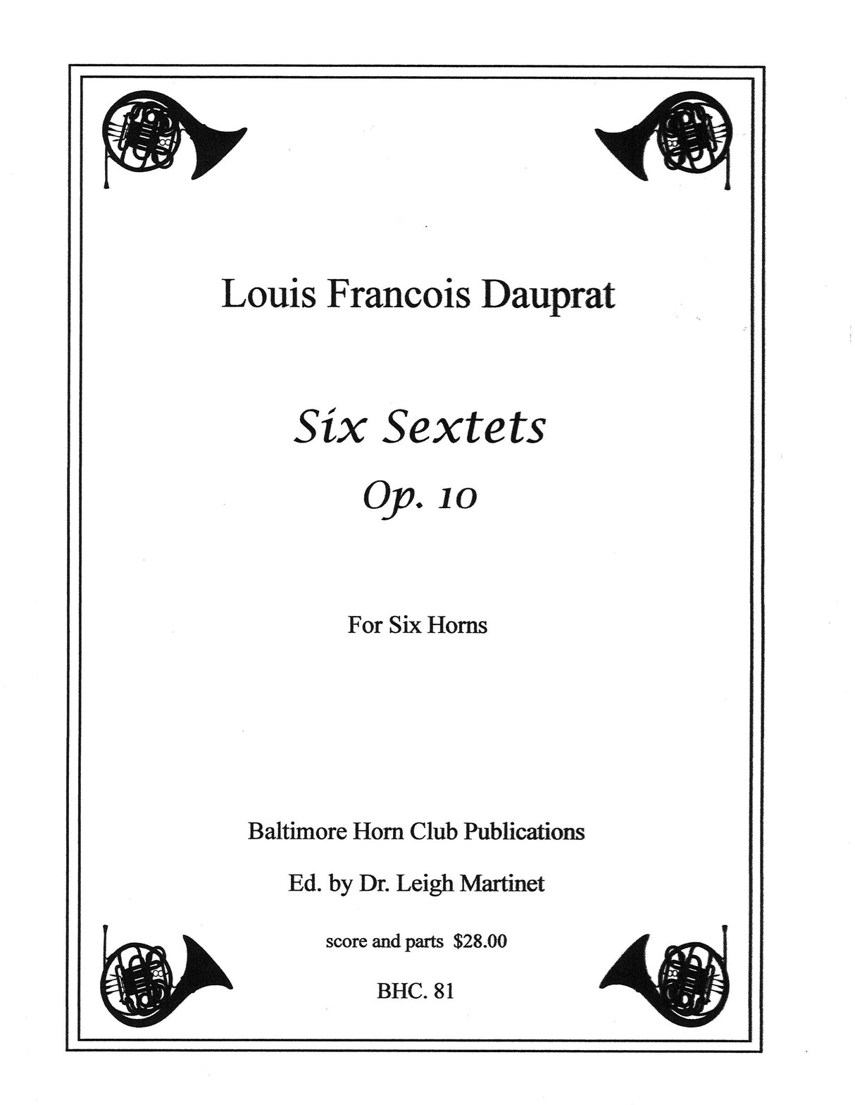 Dauprat, 6 Sextets op. 10 (6Hn) (Baltimore Horn Club)