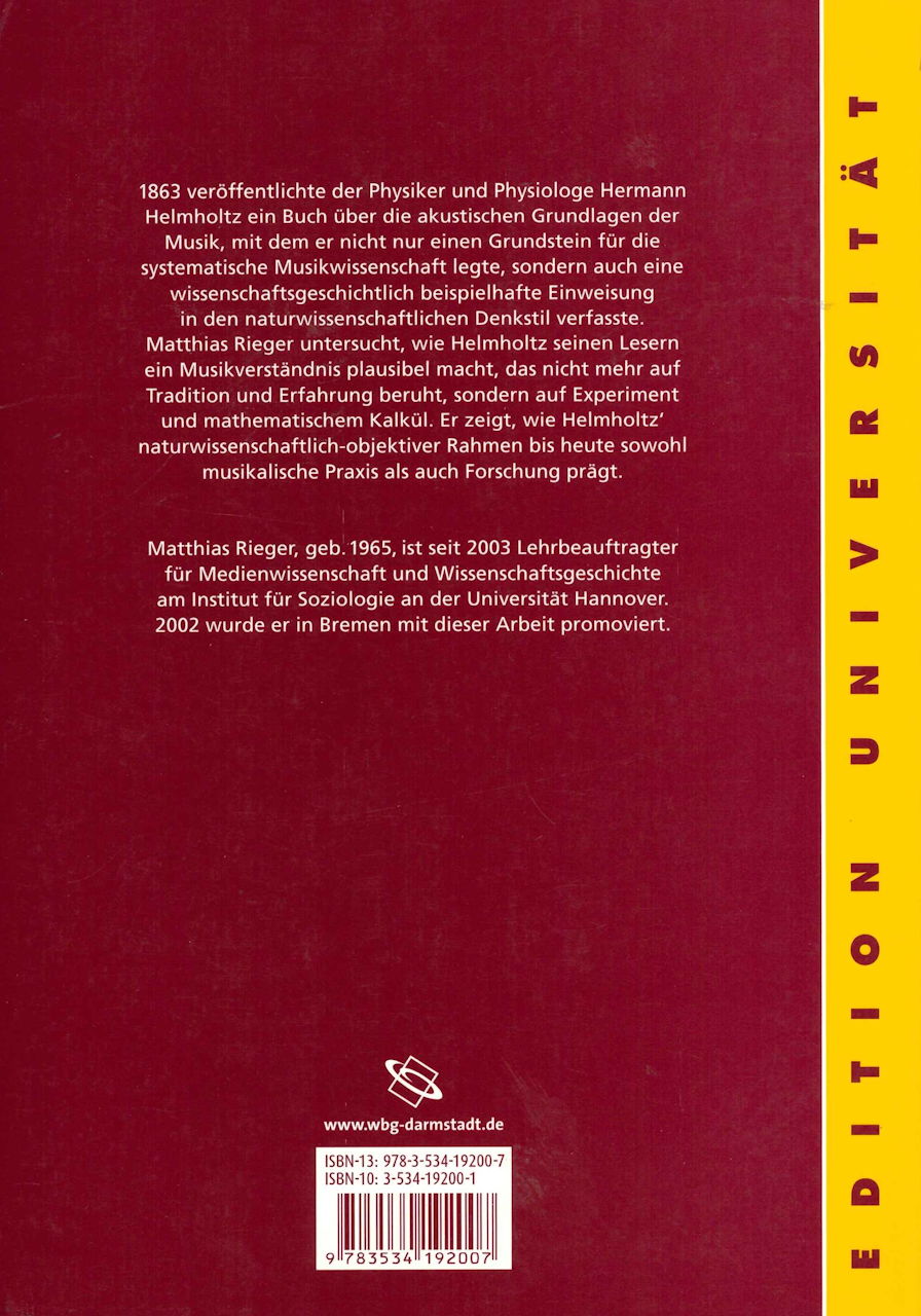 Rieger,M., Helmholtz' Musicus (Wissenschaftliche Buchgesellschaft)