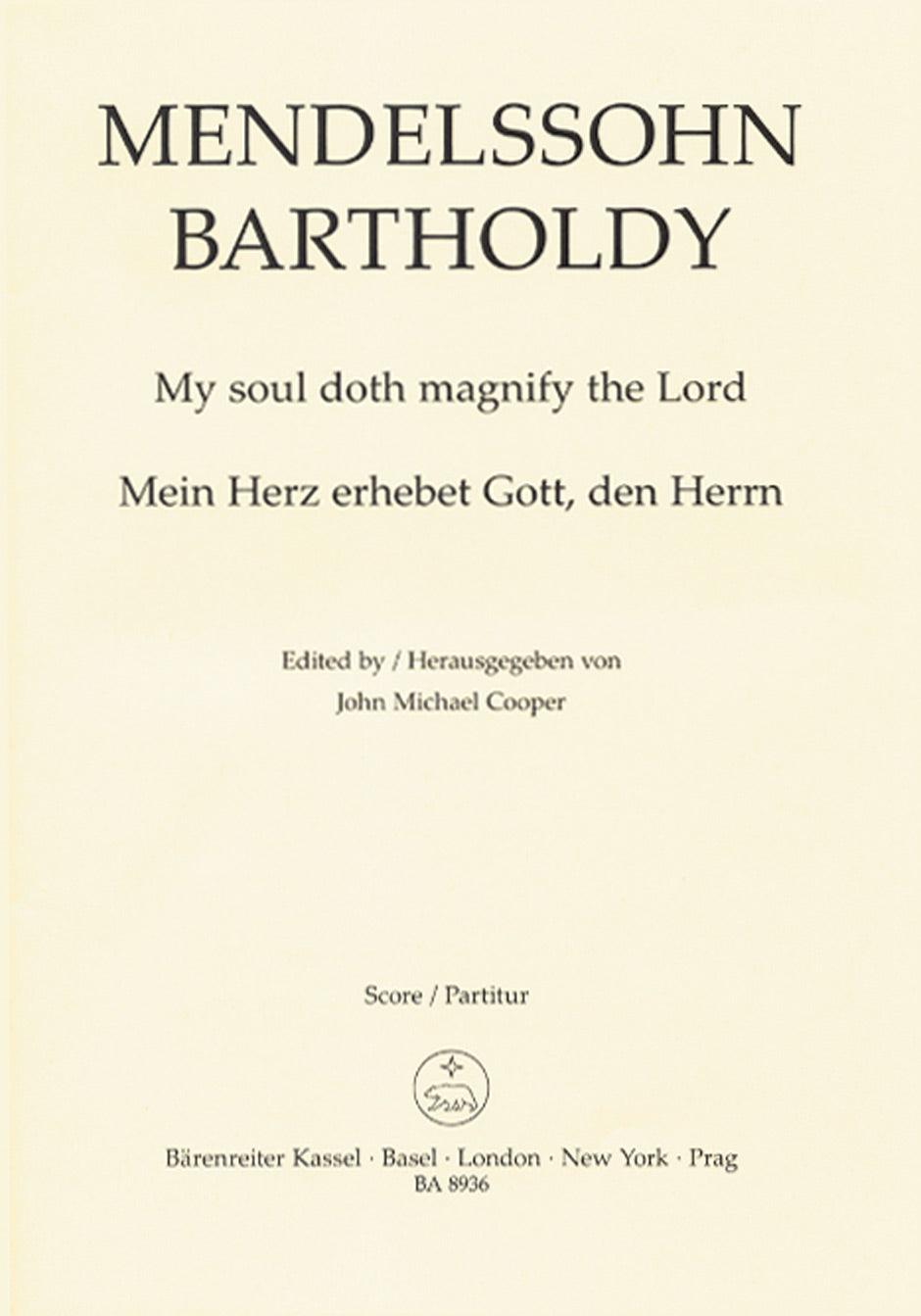 Mendelssohn, My soul doth magnify the Lo (Barenreiter)