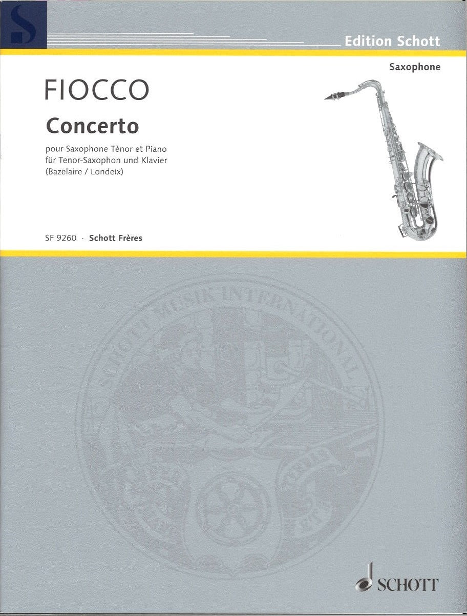 Fiocco, Concerto (Tenor Sax,Piano) (Schott Freres)