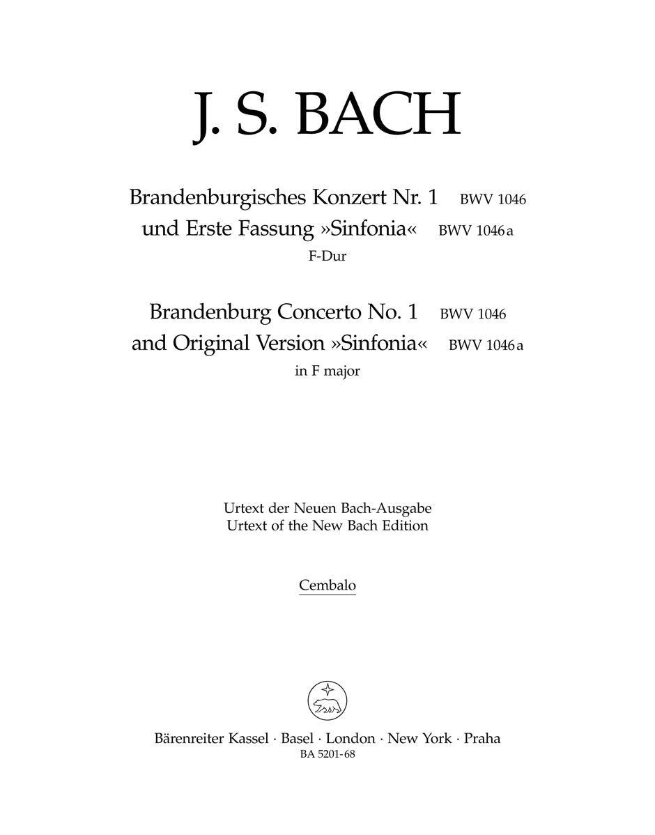 Bach, Brandenburg Conc 1 Cembalo (Barenreiter)