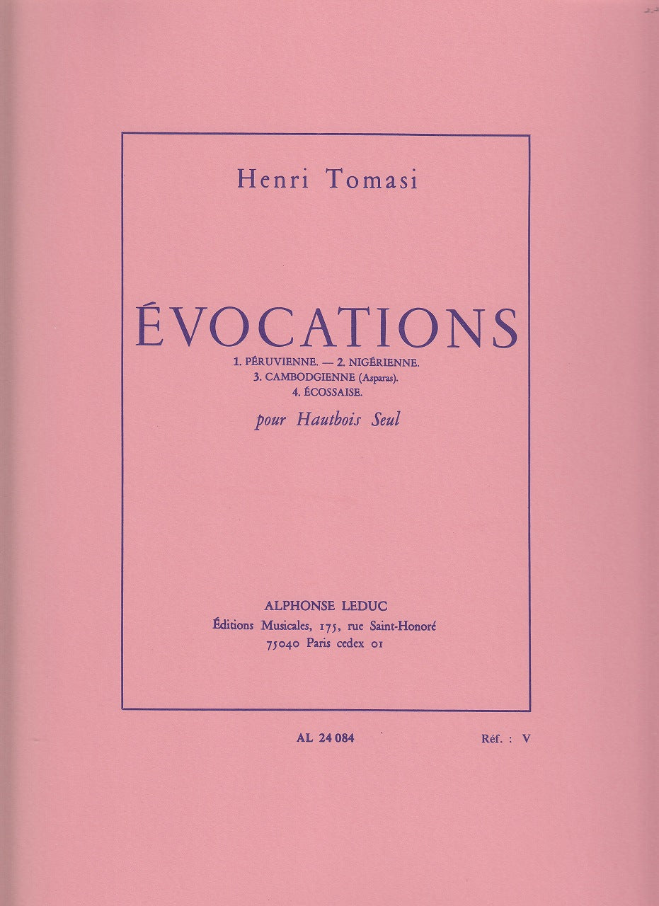 Tomasi, Evocations pour hautbois seul (Leduc)