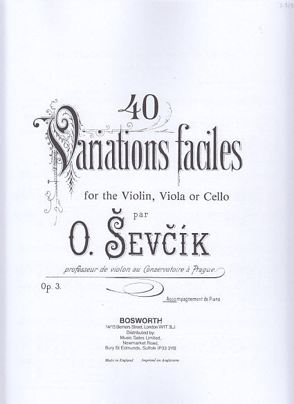 Sevcik, op. 3: 40 Variations (Piano Acco (Bosworth)