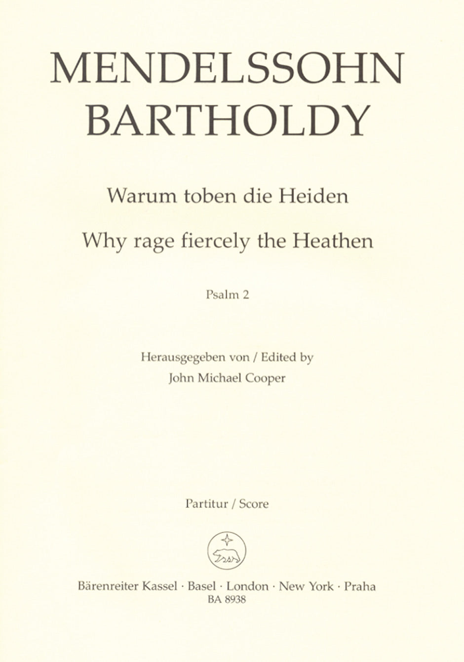 Mendelssohn, Psalm op. 78/1 [G/E] (Barenreiter)