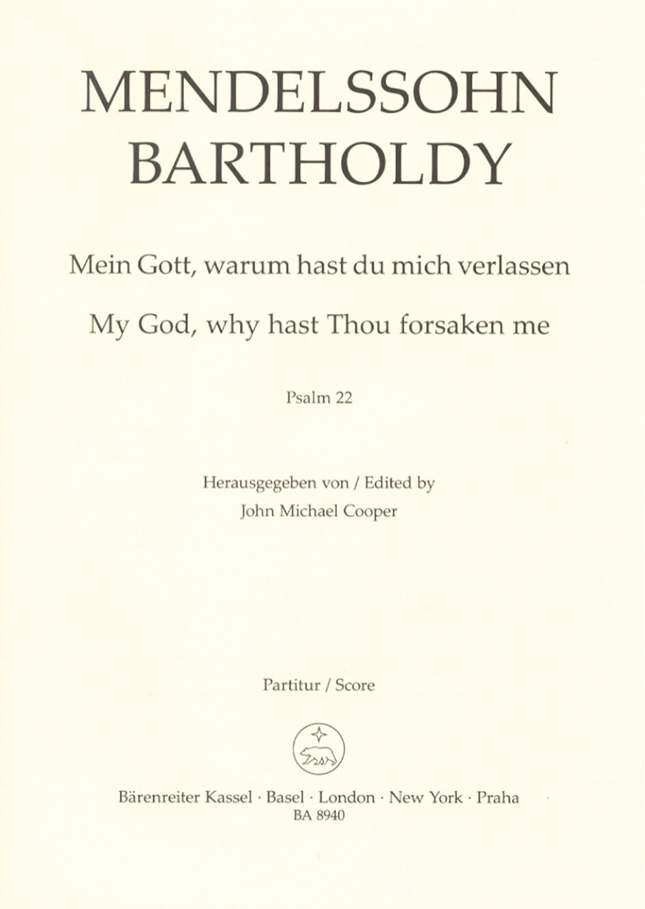 Mendelssohn, Psalm op. 78/3 [G/E] (Barenreiter)