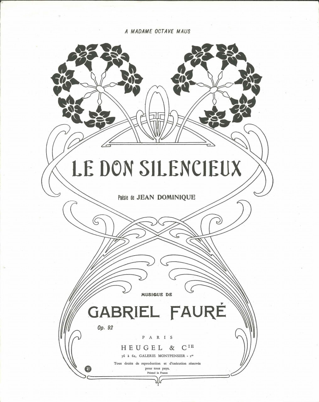 Faure, Don silencieux op. 92 (Heugel)