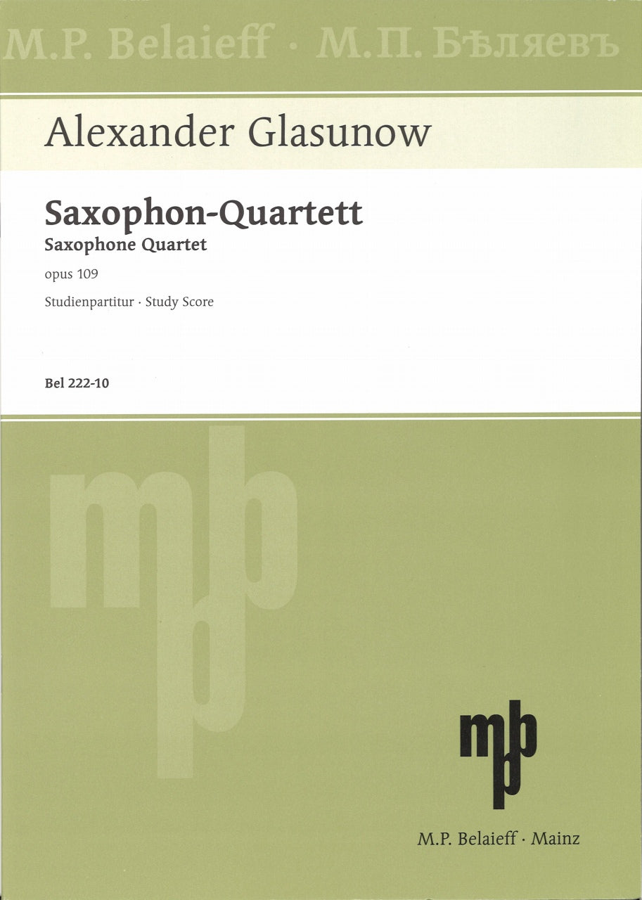 Glazunov, Quartett op. 109 (Score) (Belaieff)