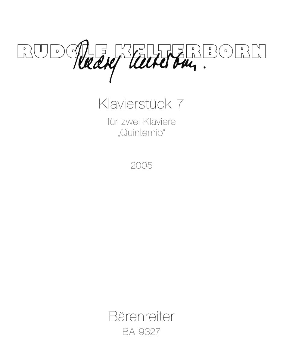 Kelterborn, Klavierstuck 7 'Quinternio' (Barenreiter)