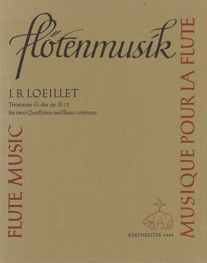Loeillet, Sonata op. 2/12 in G (2Fl,Bc) (Barenreiter)