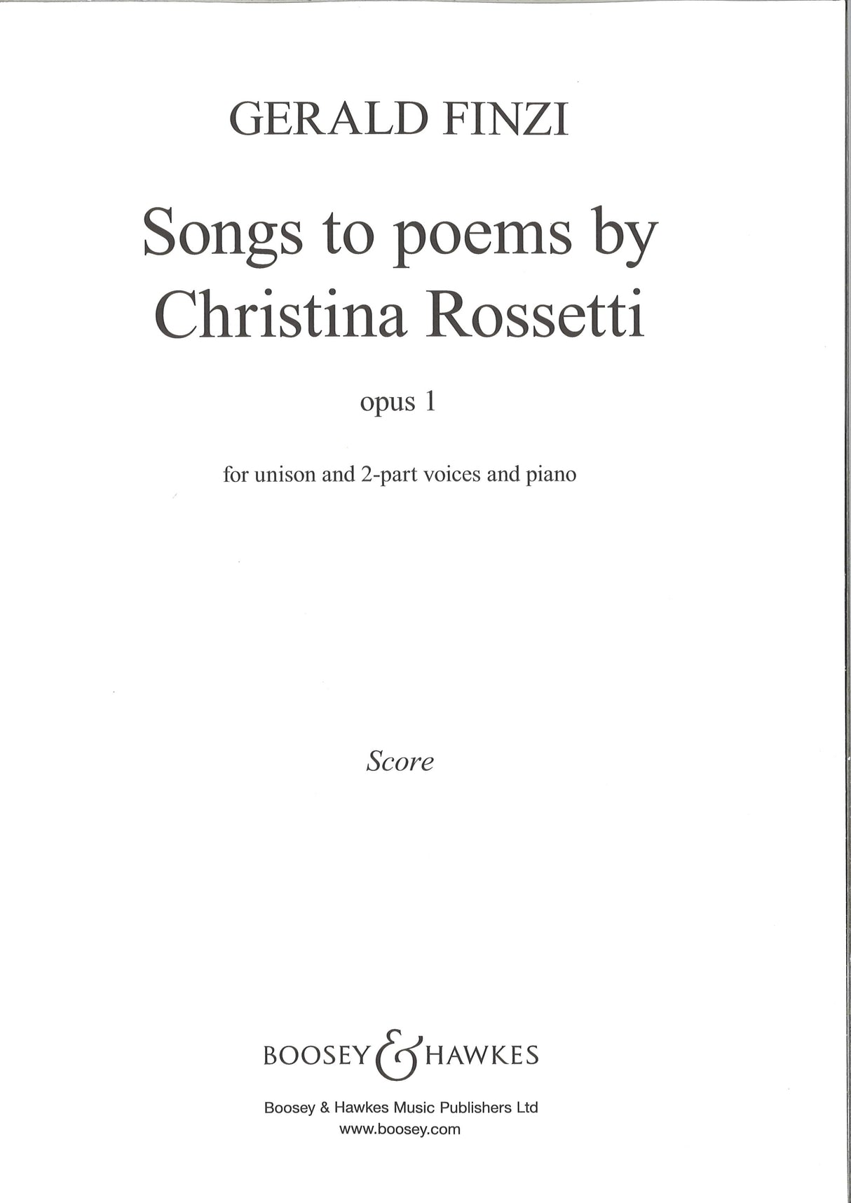Finzi, Songs to Poemes by Rossetti op. 1 (Boosey)