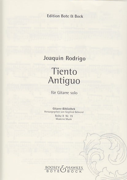 Rodrigo, Tiento antiguo (Guit Solo) (Bote & Bock)