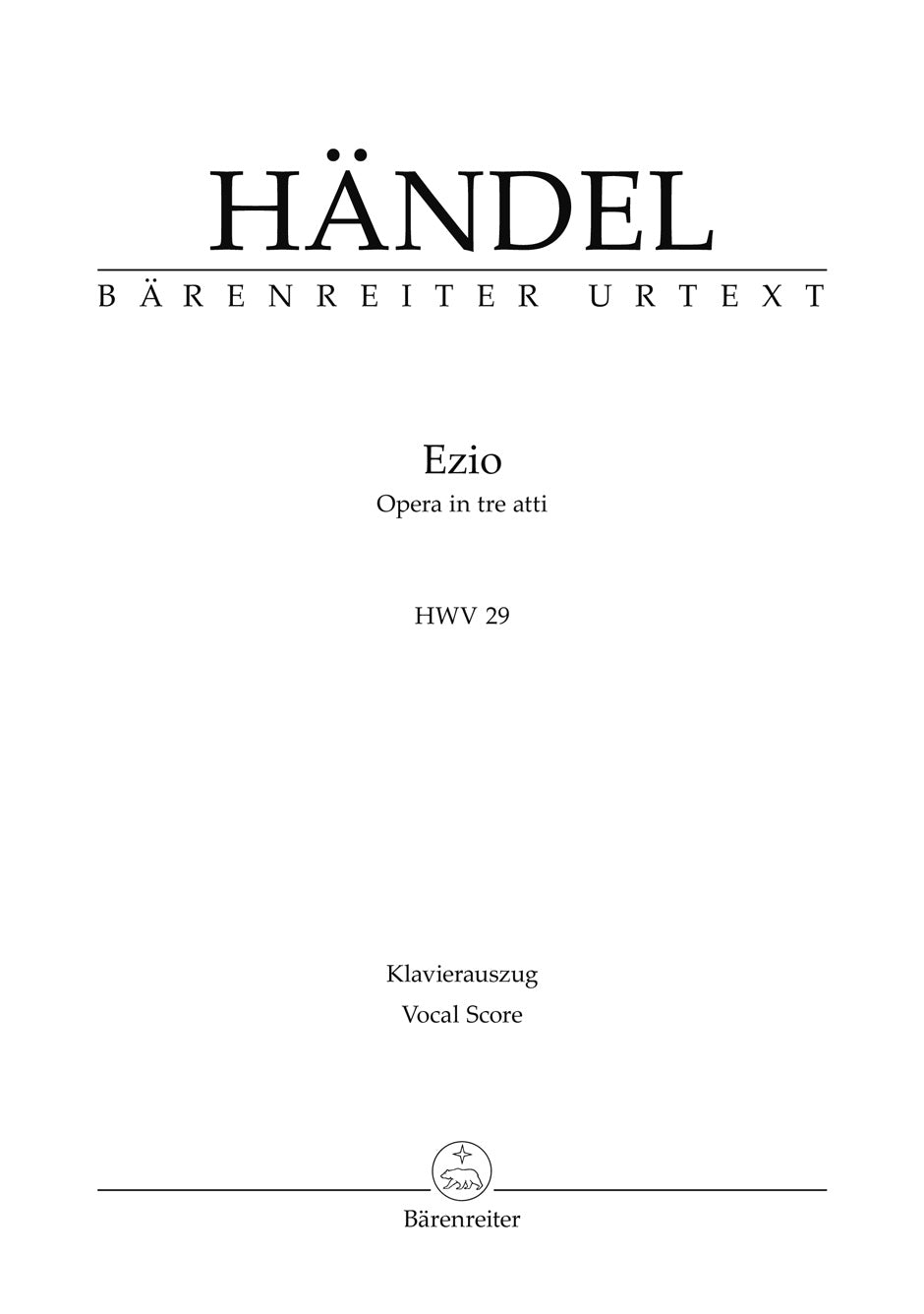 Handel, HWV 29 Ezio [I/G] (Barenreiter)