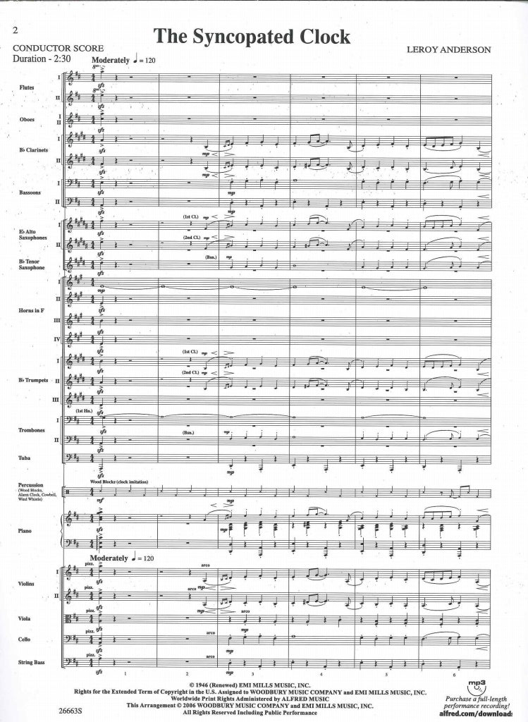 Anderson, Syncopated Clock (Full Score) (Belwin/Alfred)