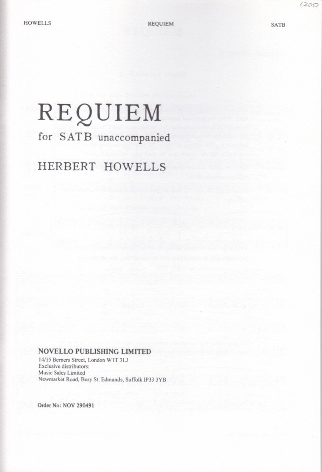 Howells, Requiem for SATB unaccomp. [E] (Novello)