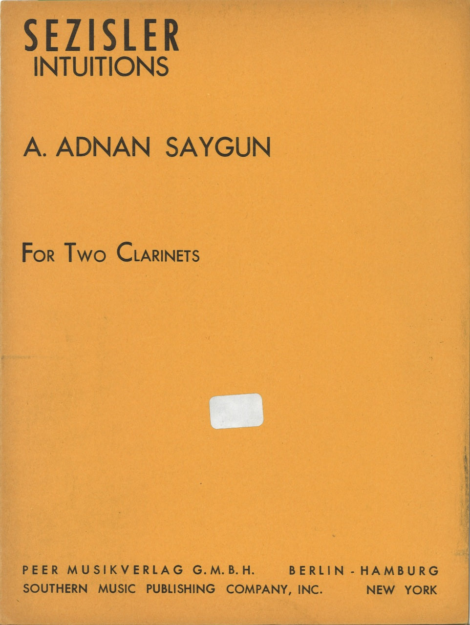 Saygun, Sezisler/Intuitions op. 4 (2Cl) (Peermusic)