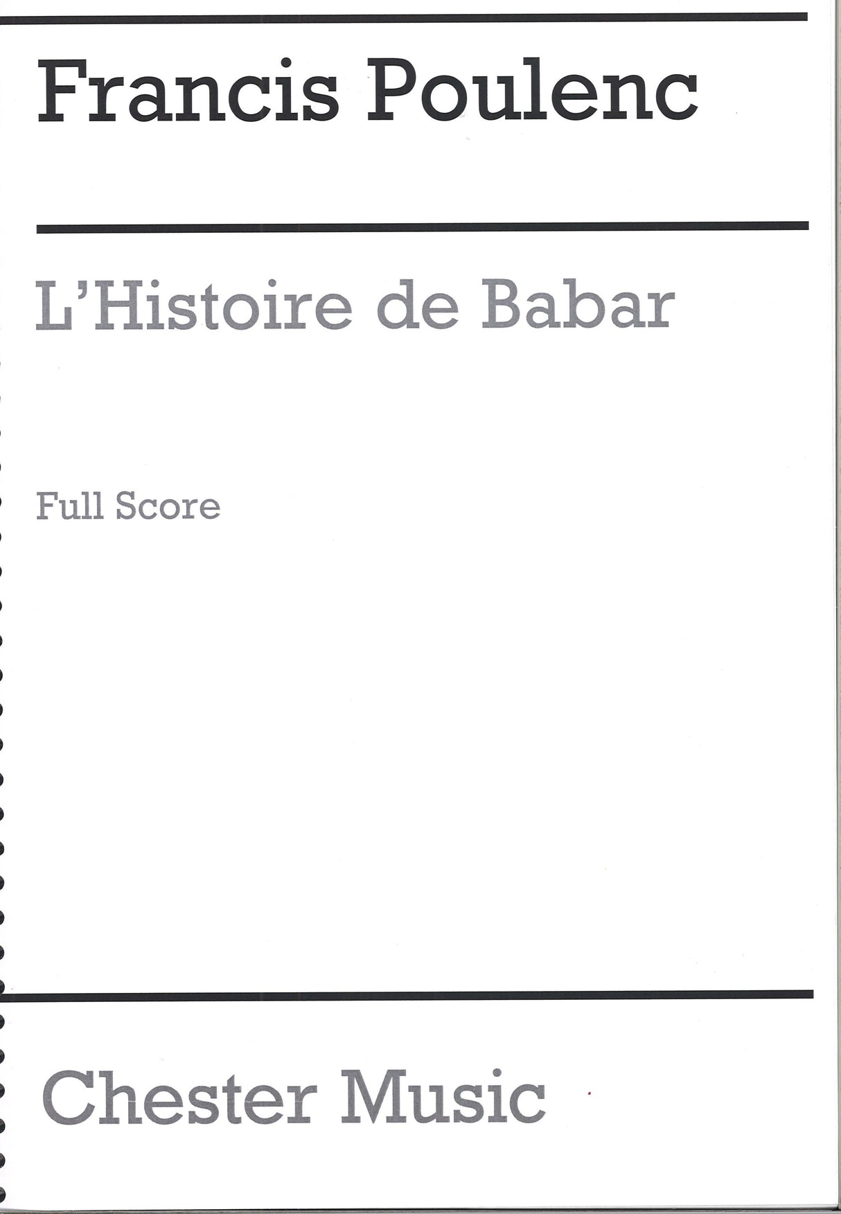 Poulenc, Histoire de Babar (Francaix) (Chester)