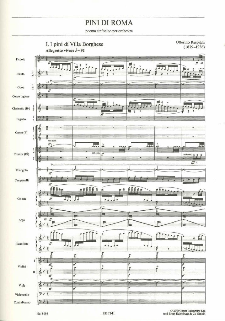 Respighi, Pini di Roma, Poema sinfonico (Eulenburg)