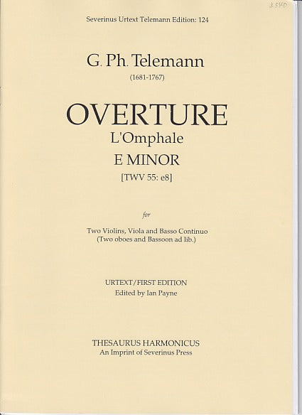 Telemann, Overture in e, TWV 55/e8 (Thesaurus Harmonicus/Severinus Press)