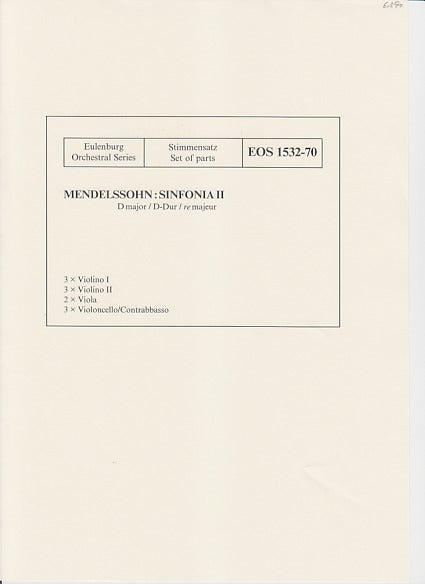 Mendelssohn, Sinfonia No. 2 in D (Eulenburg/Breitkopf)