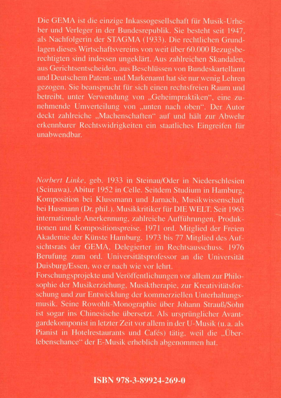Linke, GEMA Malaise: Public Epistle (Blaue Eule)
