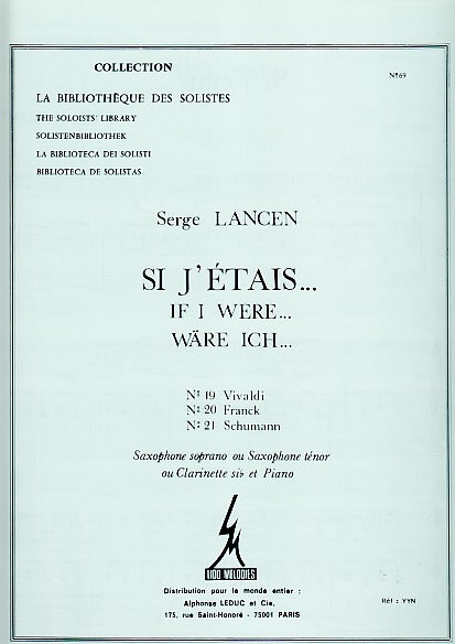 Lancen, Si j'etais 19-21 (Bb Sax/Cl,Pf) (Lido Melodies/Leduc)