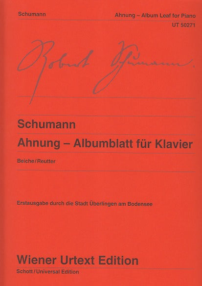 Schumann, Ahnung: Albumblatt (Wiener Urtext Edition)