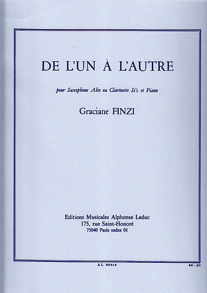 Finzi,G., De l un a l autre (ASax/Cl,Pf) (Leduc)