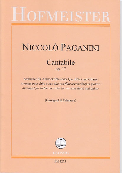Paganini, Cantabile, op. 17 (ARec,Guit) (Hofmeister)