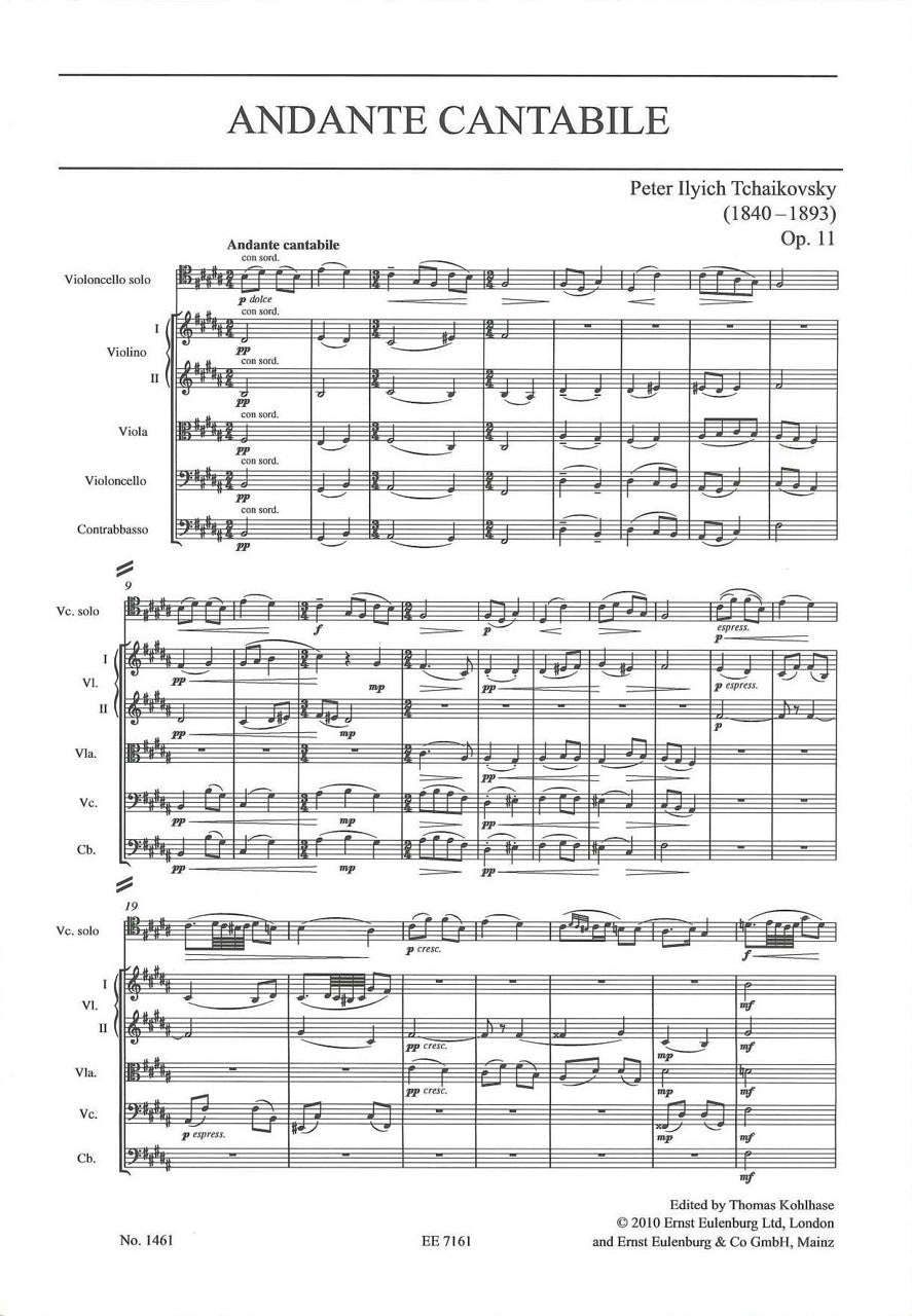 Tchaikovsky, Andante cantabile (Vc,Orch) (Eulenburg)