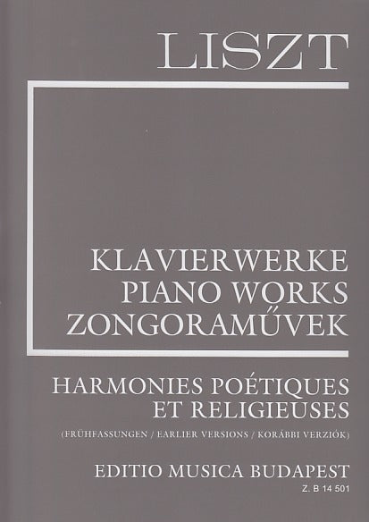 Liszt, Hamonies poetieques... Early Vers (Editio Musica Budapest)