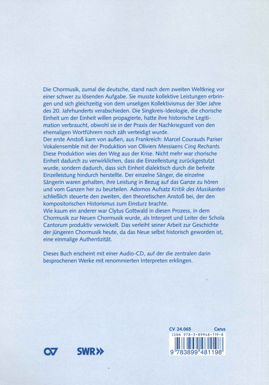 Gottwald, Horgeschichte Chormusik (+CD) (Carus)