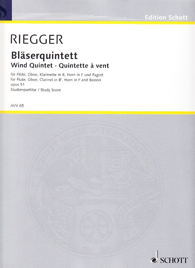 Riegger, Blaserquintett op. 51 (Score) (Ars Viva)