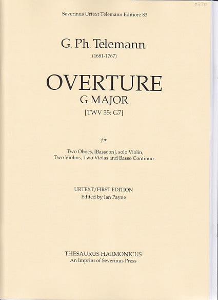 Telemann, Overture TWV 55/G7 (Thesaurus Harmonicus/Severinus Press)