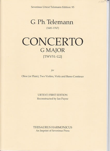 Telemann, Concerto TWV 51/G2 (Thesaurus Harmonicus/Severinus Press)