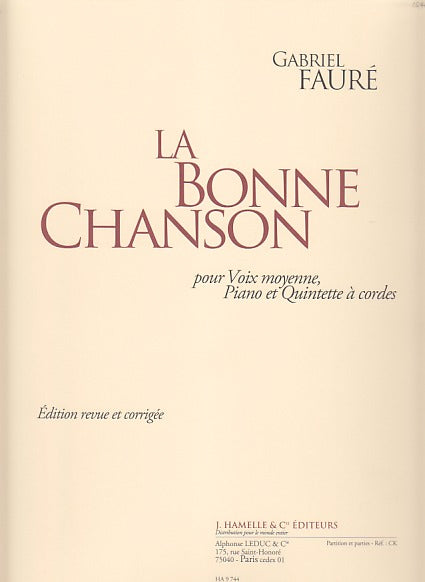 Faure, Bonne Chanson (Med,Str,Pf) (Hamelle)