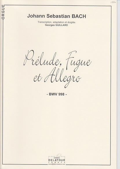 Bach, Prelude, Fugue et Allegro, BWV 998 (Delatour)