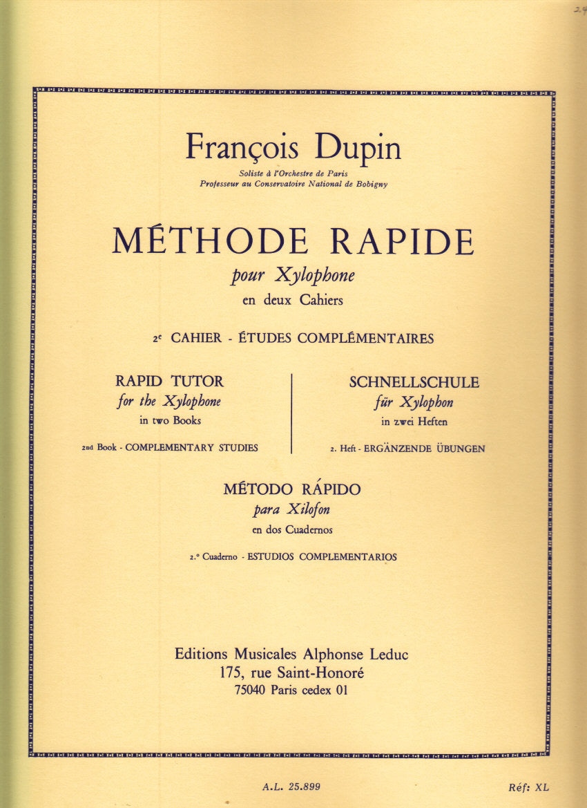 Dupin, Methode rapide pour Xylophone 2 (Leduc)